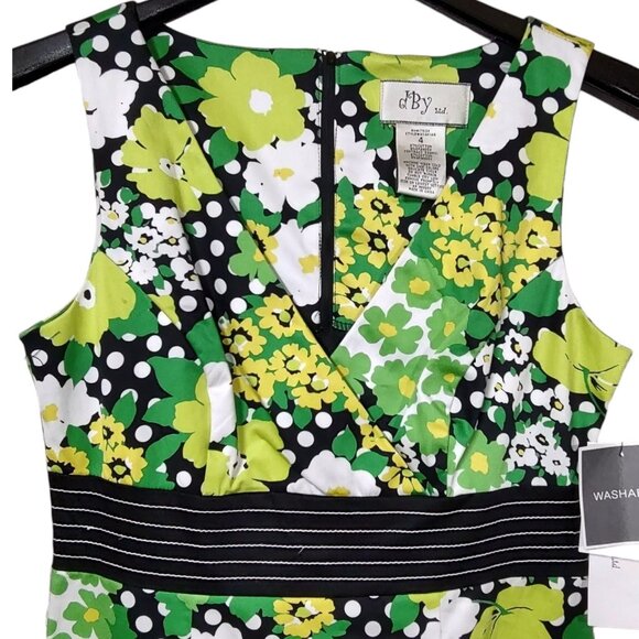 D By Ltd Womens Multicolor Floral Polka Dot Sleeveless Dress Back Zip Size 4 NWT - Picture 4 of 9